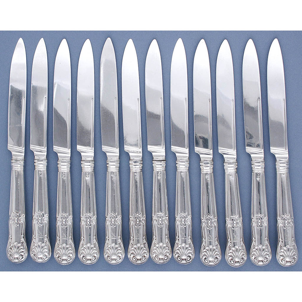 Paul Storr English Sterling 'King's Hour Glass' Pattern Dessert (or fish or fruit) Knives by, London, 1814/15 – set of 12