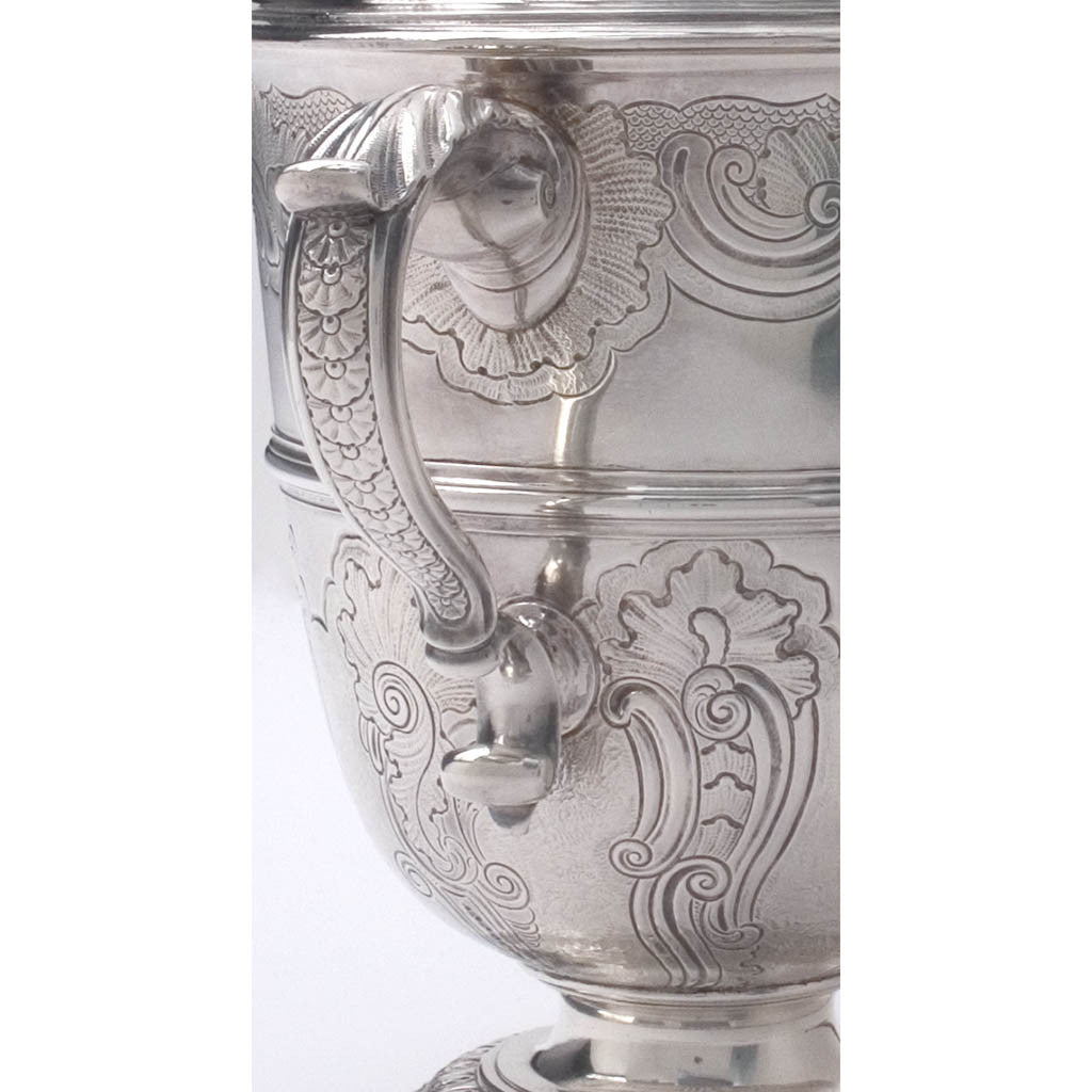 Handle to Peter Taylor - The Breton Family George II Sterling Silver English Rococo Two Handled Cup and Cover, London, 1741/42, bearing the arms of Breton for Eliab Breton of Norton Hall, Norton, Northamptonshire and Forty Hall, Enfield, Middlesex