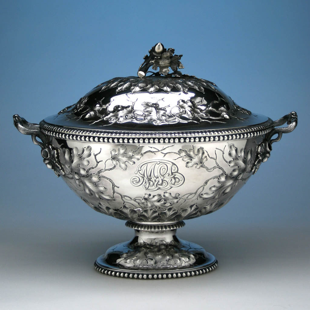 Jones, Ball & Co Coin Silver Large Covered Soup Tureen, Boston, 1853-55
