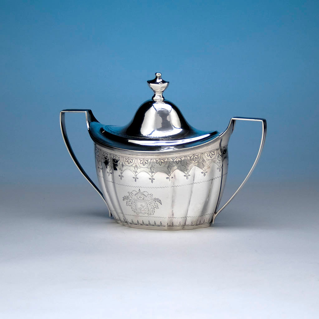 Hugh Wishart Antique Coin Silver Covered Sugar Bowl, New York, c. 1800