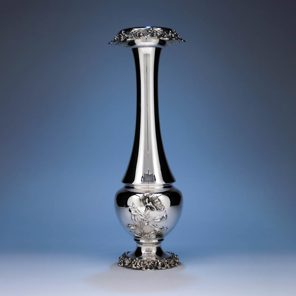 Shiebler Sterling Silver Art Nouveau Tall Vase, c. 1890