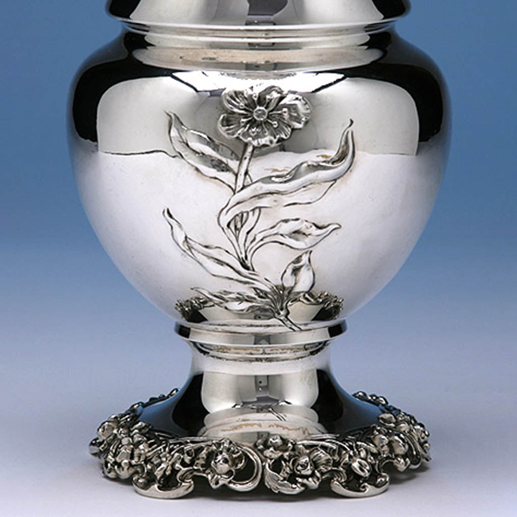 Detail of Shiebler Sterling Silver Art Nouveau Tall Vase, c. 1890