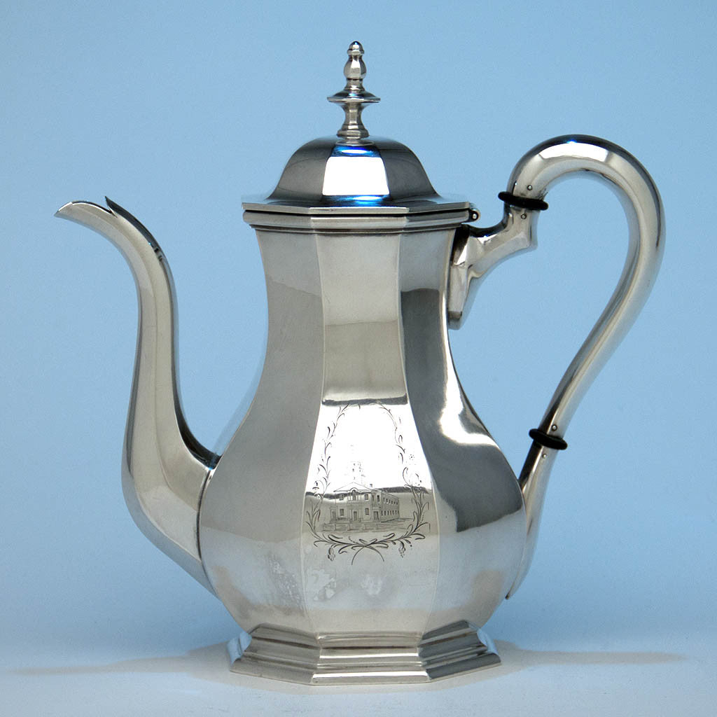 Obadiah Rich & Benjamin Franklin Willard Rare Antique Sterling Silver Coffee Pot, 1846-47