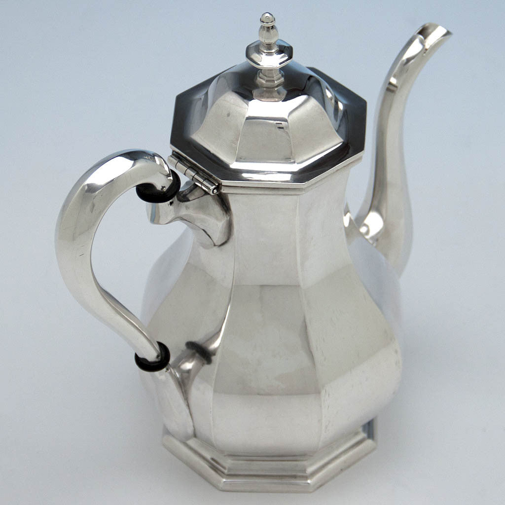 Top view of Obadiah Rich &amp; Benjamin Franklin Willard Rare Antique Sterling Silver Coffee Pot, 1846-47