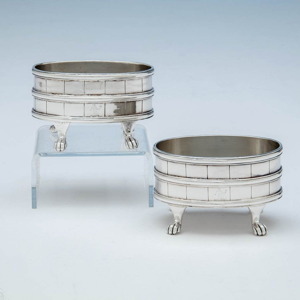 Peter Mood Barrell Form Silver Salt Cellars, Charleston, SC c 1800