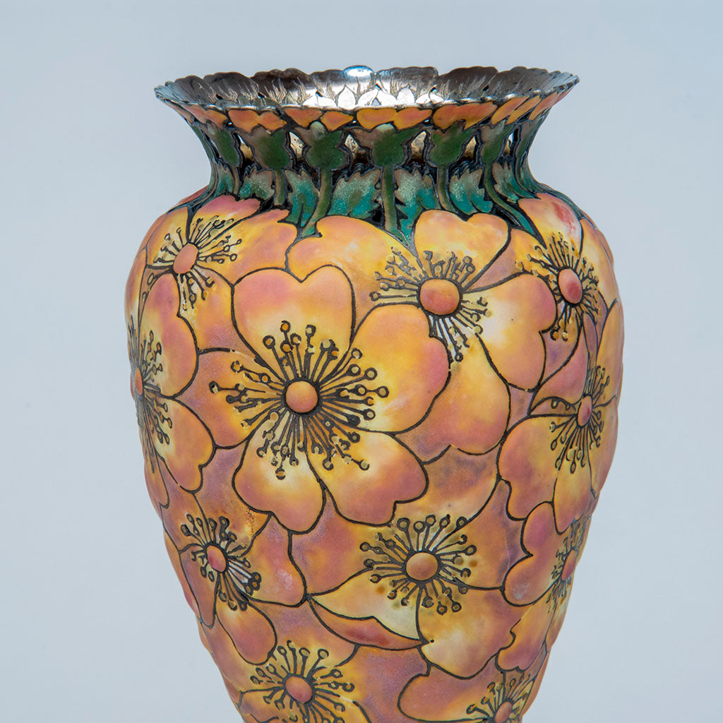 Detail 3 of Tiffany &amp; Co - The &quot;Moss-Roses&quot; Vase, 1893 Columbian Exhibition Sterling Silver and Enamel Vase, design attributed to John T. Curran, c. 1893