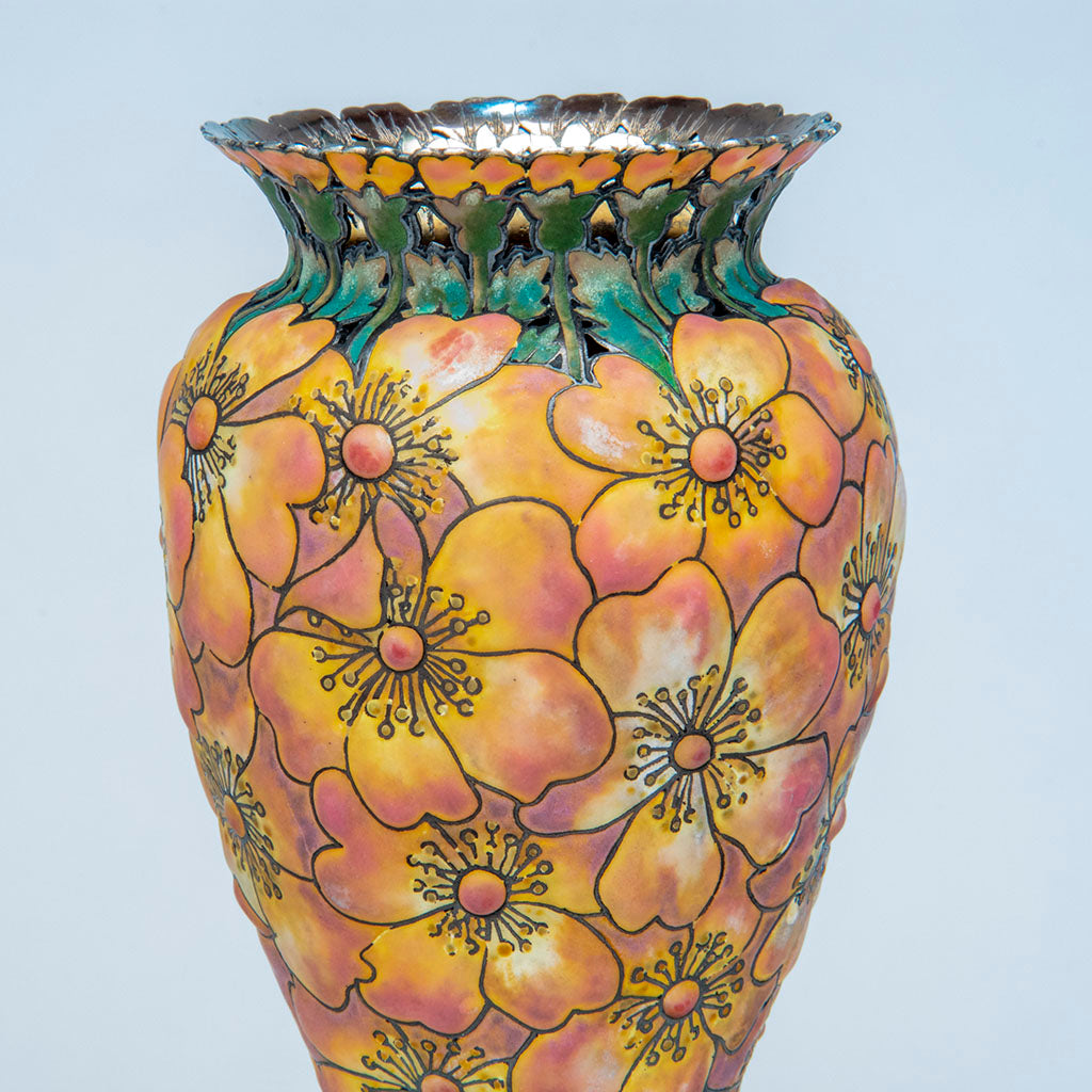 Detail 4 of Tiffany &amp; Co - The &quot;Moss-Roses&quot; Vase, 1893 Columbian Exhibition Sterling Silver and Enamel Vase, design attributed to John T. Curran, c. 1893