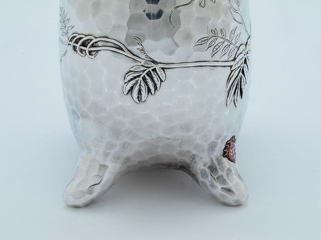 Wisteria on Tiffany and Co Japonesque Mixed Metals Moon Flask Vase, NYC, NY, c. 1878