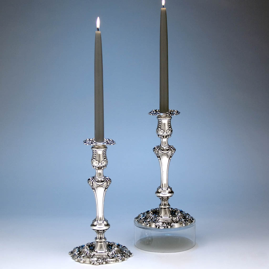 Kirkby, Waterhouse & Co Pair of English Sterling Silver Candlesticks, Sheffield - 1814/15