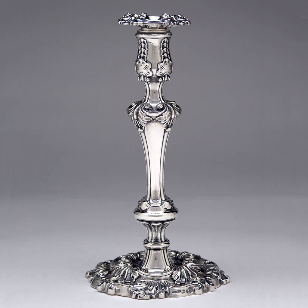 Single example of Kirkby, Waterhouse &amp; Co Pair of English Sterling Silver Candlesticks, Sheffield - 1814/15