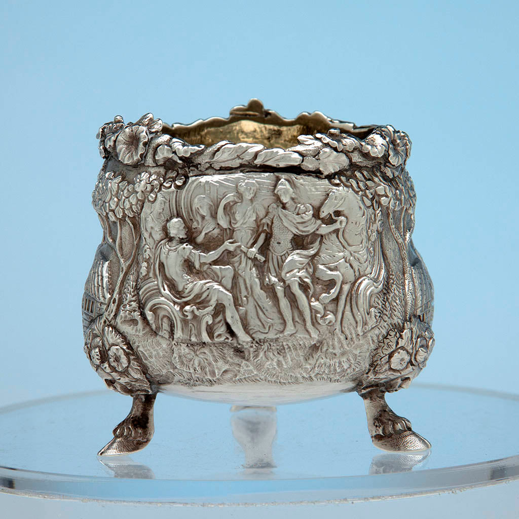 Scene on English Antique Sterling Silver Master Salt, Edward Farrell, London, 1818/19
