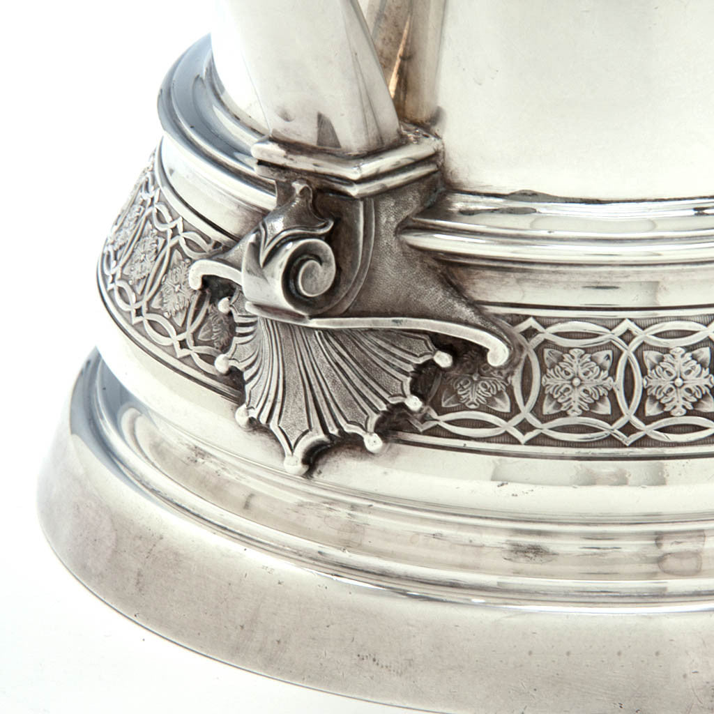 Base and banding on Tiffany &amp; Co Antique Sterling Silver Covered Pitcher by Edward C. Moore, New York, c. 1865