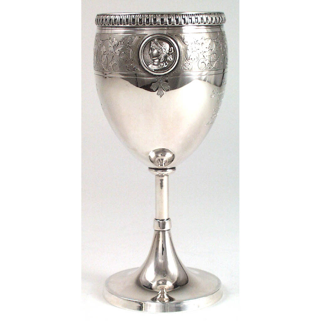 Gorham - The Samuel M. Felton 'Medallion' Coin Silver Presentation Goblet, retailed by Bailey & Co., c. 1865