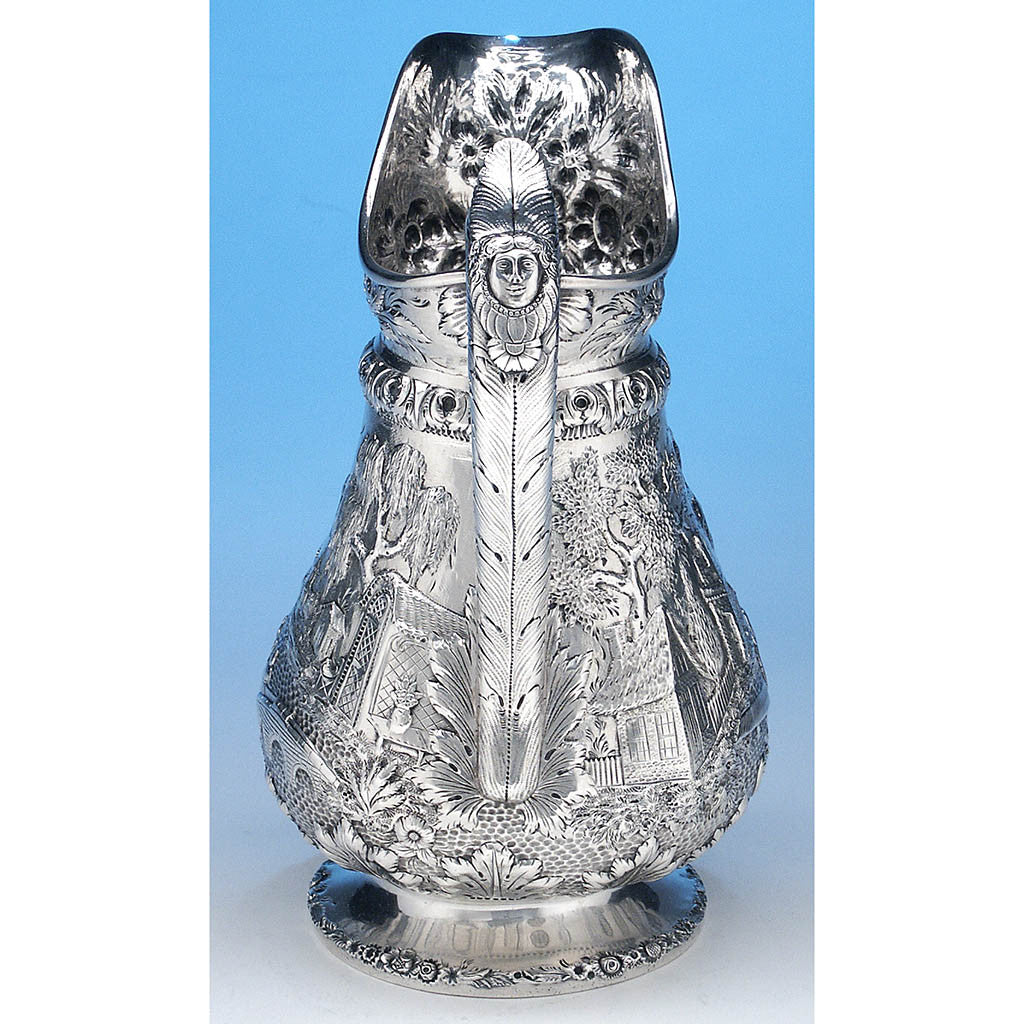 Handle to Samuel Kirk Early and Extremely Fine &#39;Etruscan&#39; Pattern 11 oz. Silver Repoussé Pitcher or Ewer, c. 1835-43