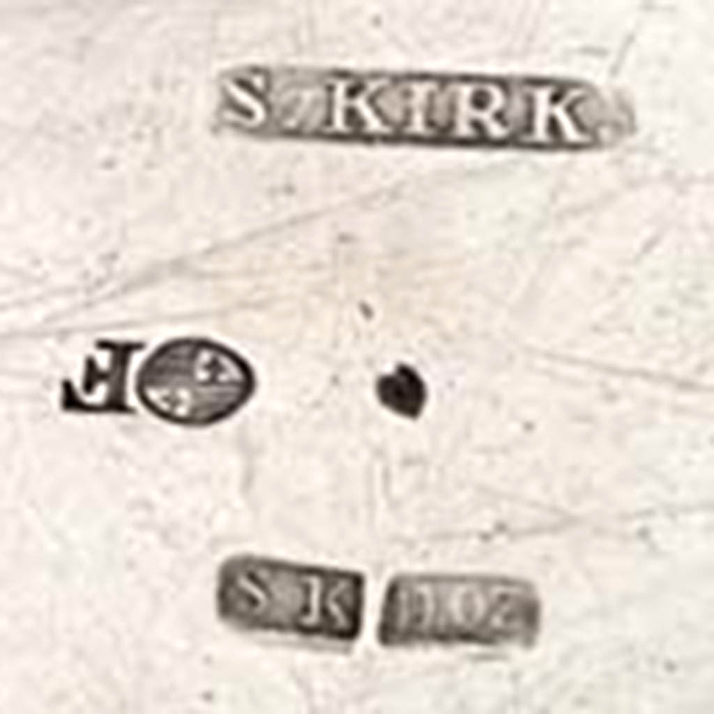 Marks on Samuel Kirk Early and Extremely Fine &#39;Etruscan&#39; Pattern 11 oz. Silver Repoussé Pitcher or Ewer, c. 1835-43