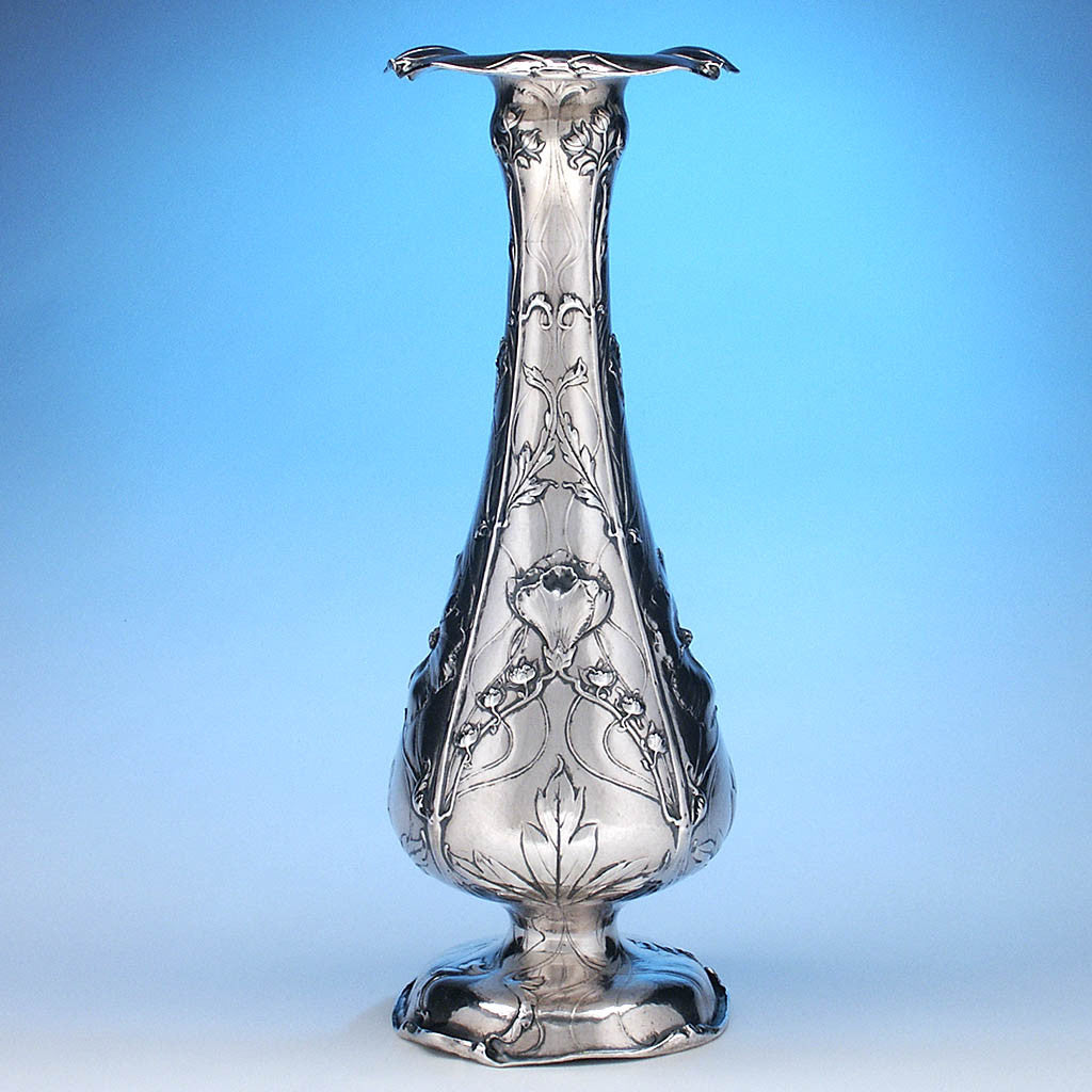 Details of Reed &amp; Barton Extremely Rare Art Nouveau .950 Silver Vase, Providence, RI, c. 1900