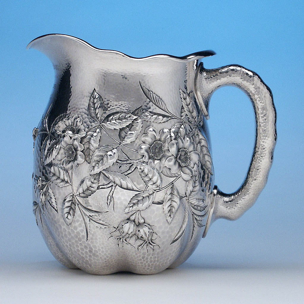 Reverse side of Dominick &amp; Haff Sterling Intaglio Chased Aesthetic Movement Presentation Water Pitcher, c. 1883