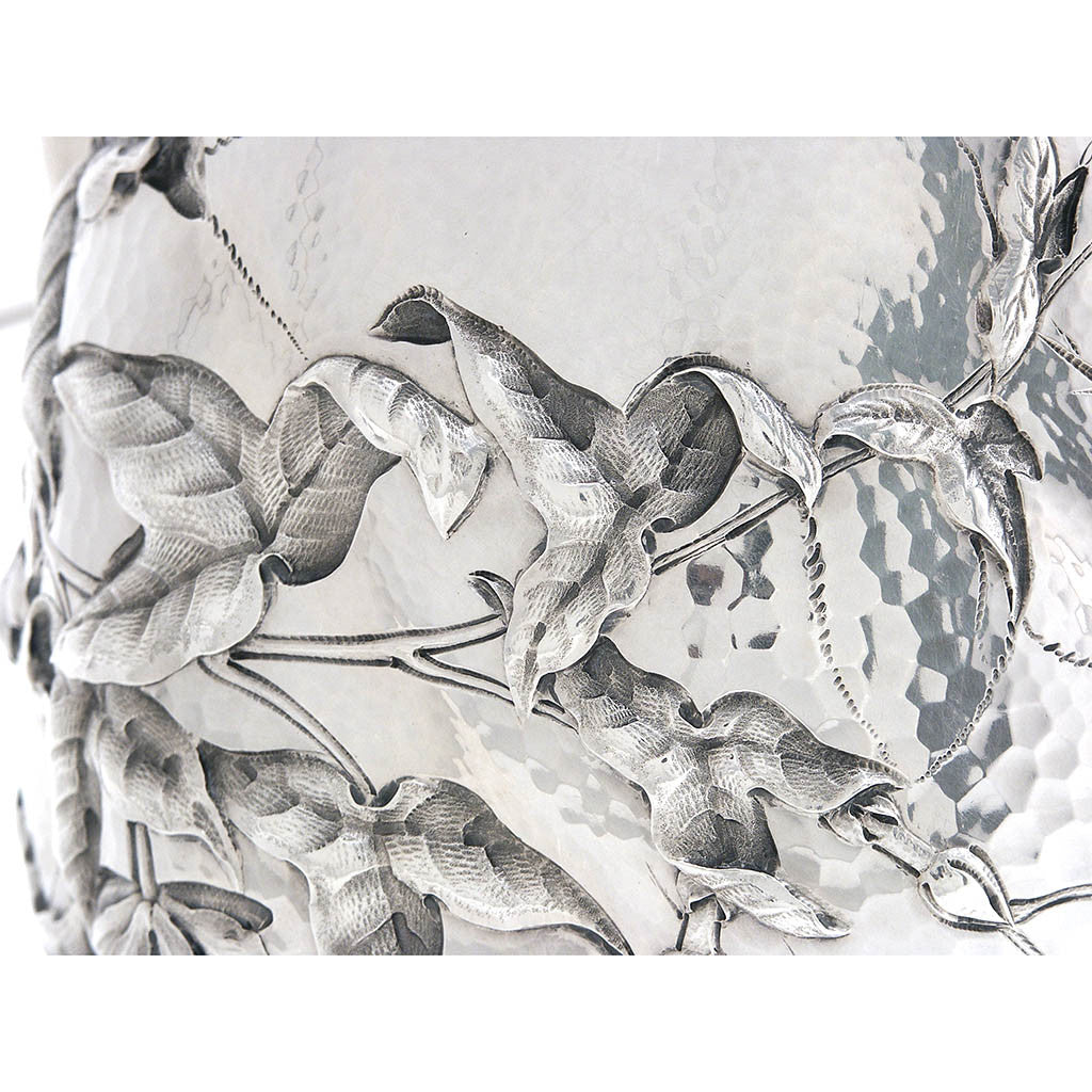 Detail a of Dominick &amp; Haff Sterling Intaglio Chased Aesthetic Movement Presentation Water Pitcher, c. 1883