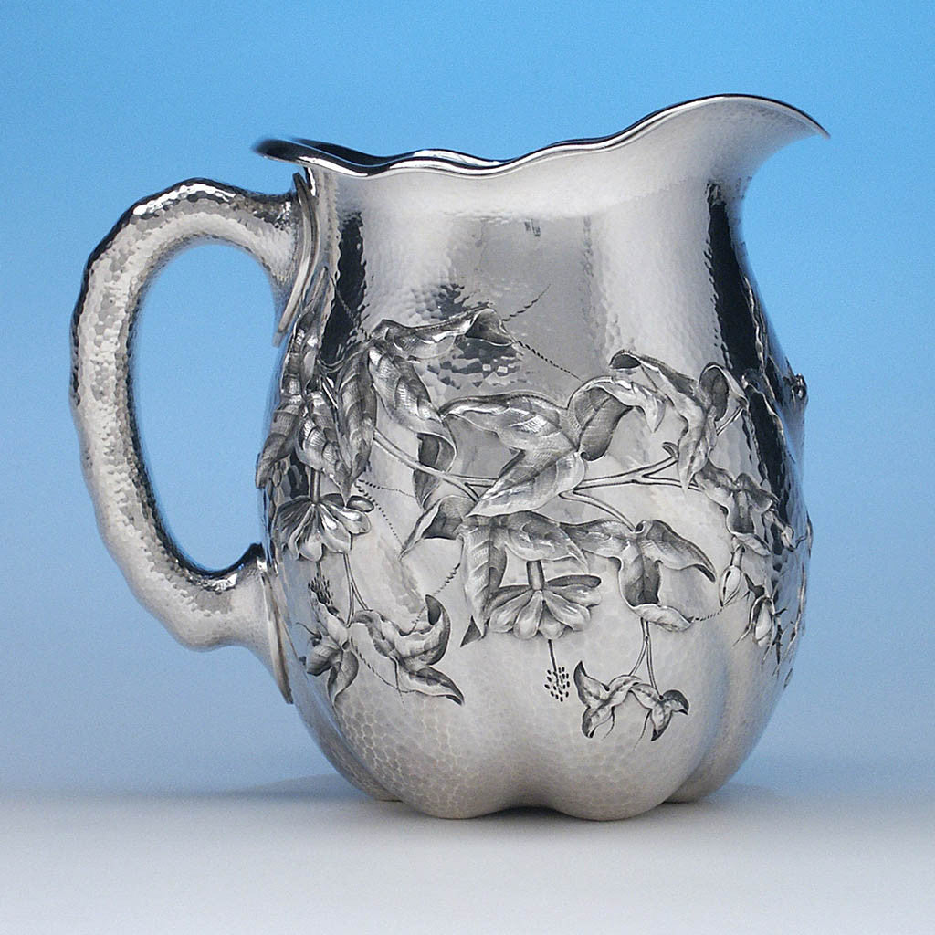 Dominick &amp; Haff Sterling Intaglio Chased Aesthetic Movement Presentation Water Pitcher, c. 1883