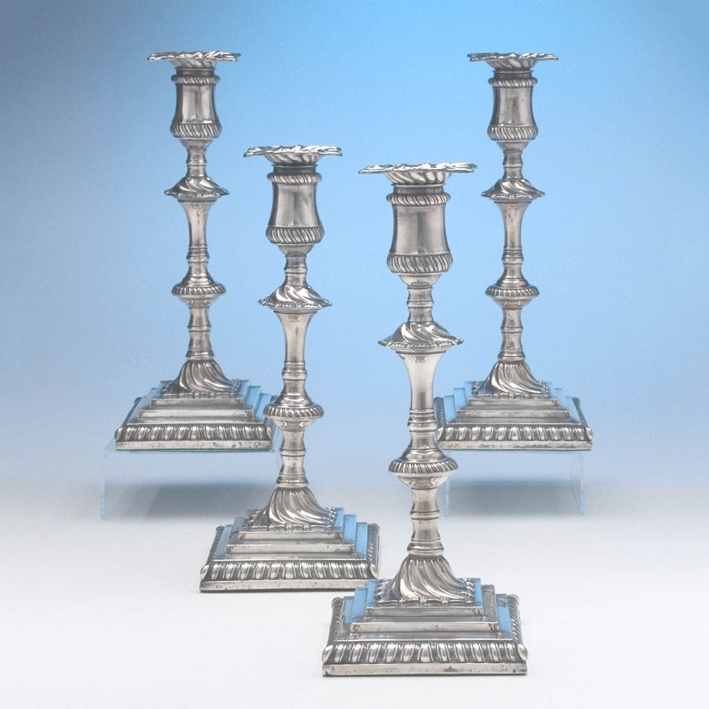 Antique Sheffield Plate Candle Sticks, c. 1765 – set of 4