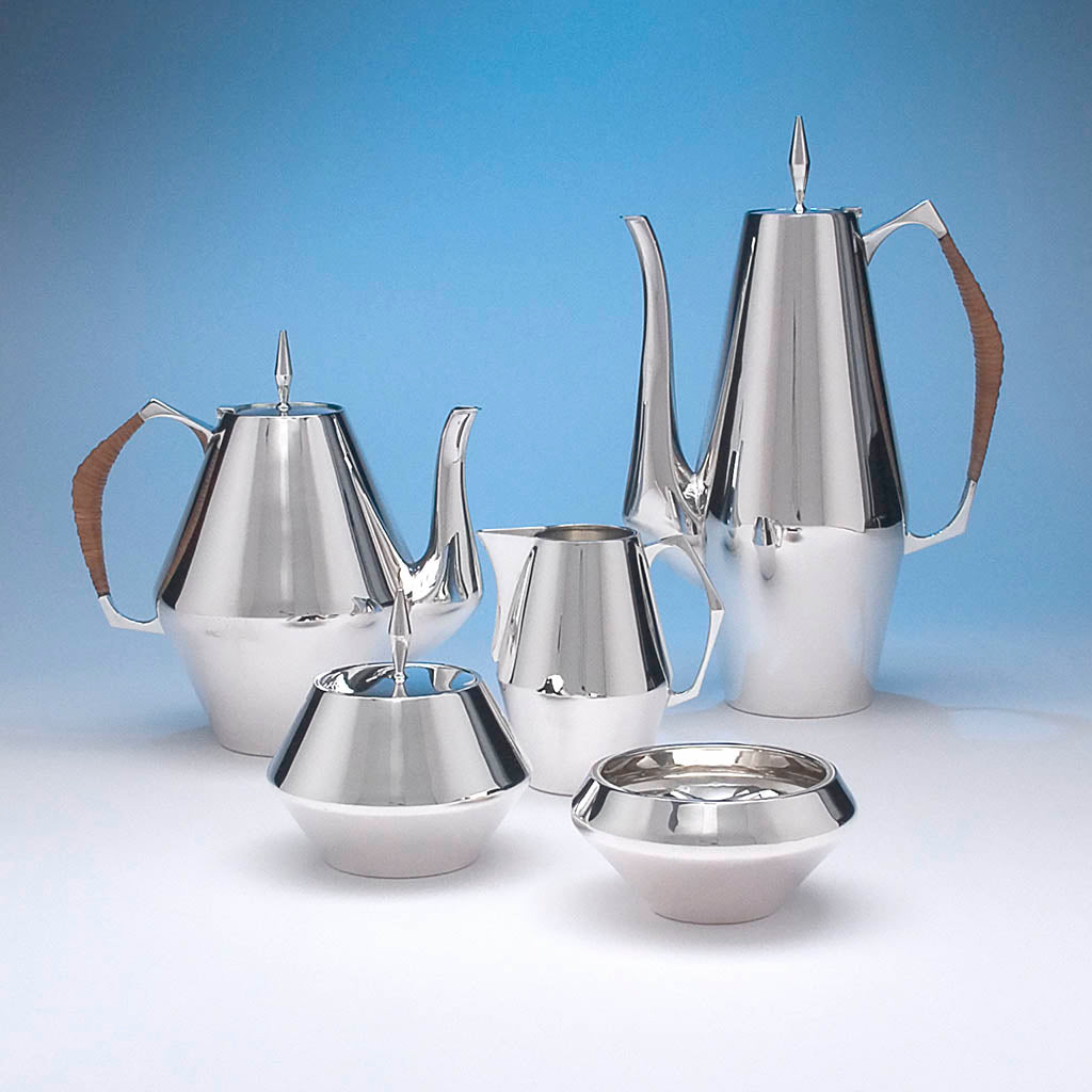 Reed & Barton ‘The Diamond’ Pattern Sterling Silver Coffee and Tea Service, c. 1960’s
