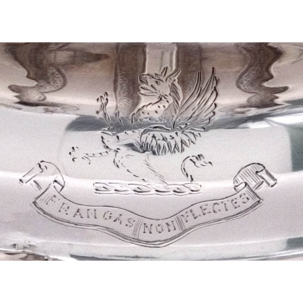 Armorial on John Edwards (III) - The Collins Family Rare and Fine English Regency Sterling Silver Punch Bowl, London 1804/05, bearing armorials for John Raw Collins of Hatch Court, Hatch Beauchamp, Somerset
