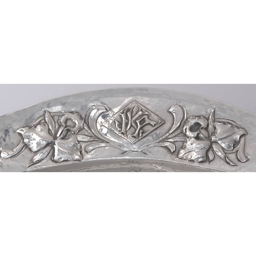 Monogram on Clemens Friedell Sterling Silver Meat Platter, Pasadena, CA,  c. 1920