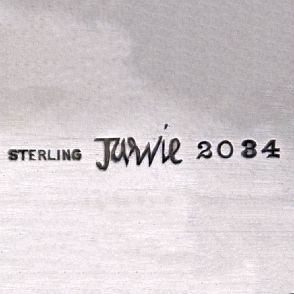 Marks on Robert R. Jarvie Extremely fine American arts &amp; crafts silver presentation pitcher, Chicago, 1914, design attributed to George Elmslie