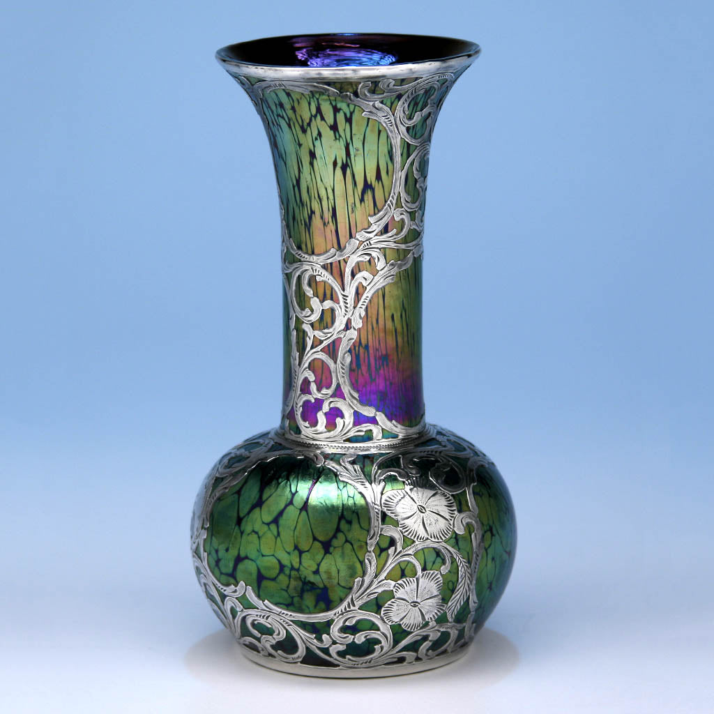 Reverse side of the Loetz Glass with Silver Overlay Vase, c. 1900