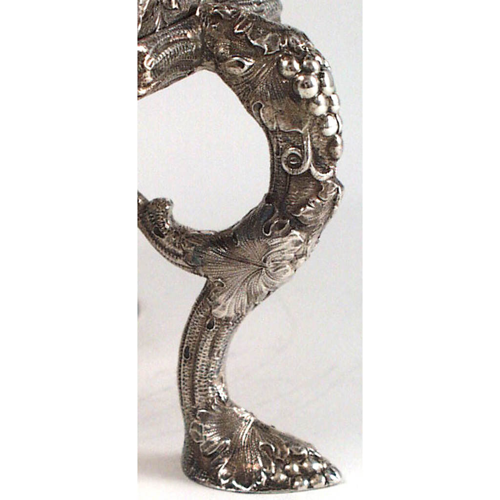 Foot to Peter Krider Sterling Repousse Hot Water Kettle on Stand with Scenic Decoration, c. 1870&#39;s