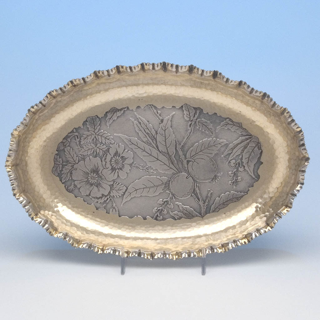 Wood &amp; Hughes Antique Sterling Silver Aesthetic Serving Dish, New York City, c. 1880