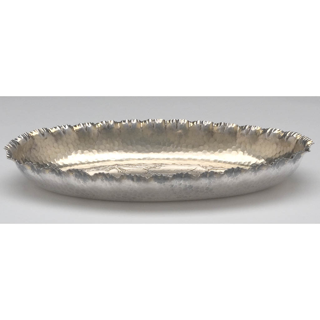 Side of Wood &amp; Hughes Antique Sterling Silver Aesthetic Serving Dish, New York City, c. 1880
