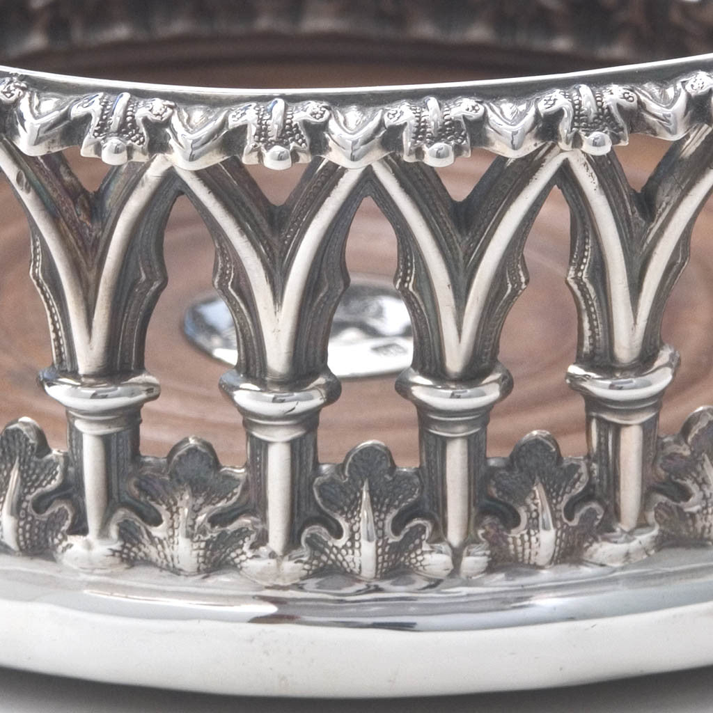 Gallery on Henry Wilkinson &amp; Co Pair of Extremely Rare English Sterling Silver Gothic Revival Wine Coasters, Sheffield, 1838/39