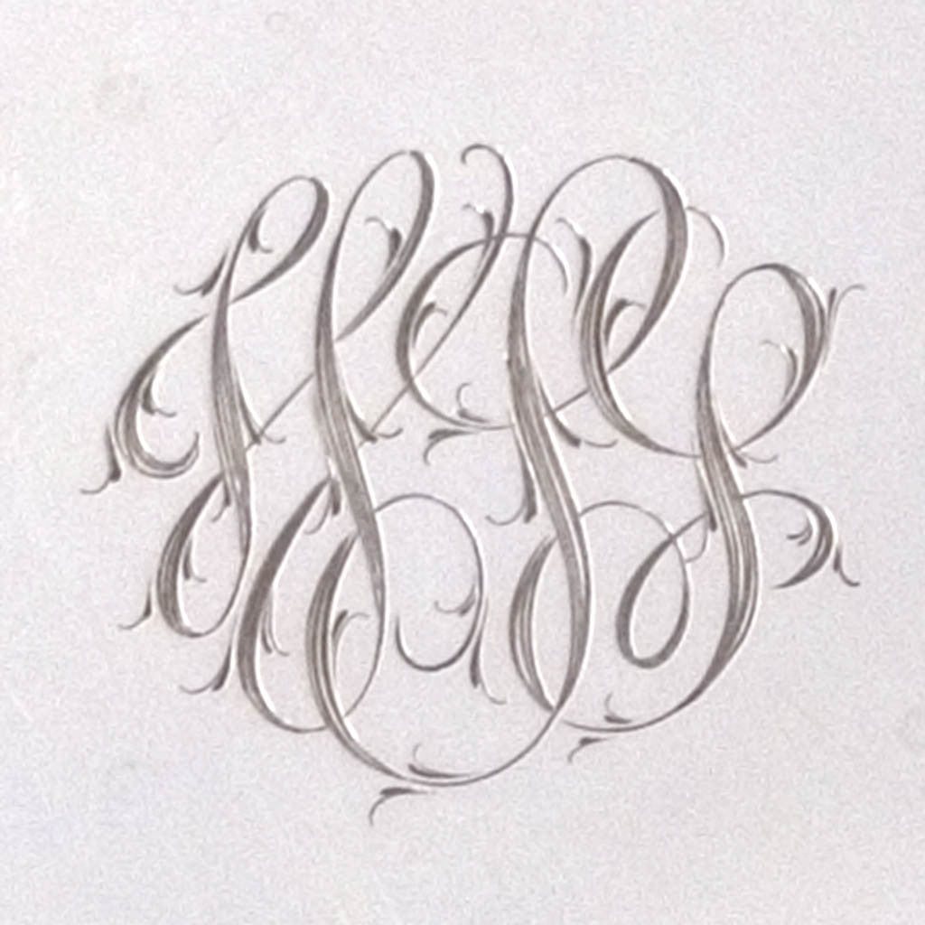 Monogram on Samuel Kirk &amp; Son Co. Silver Plates - 2, Baltimore, c. 1898, of Naval Historical Interes