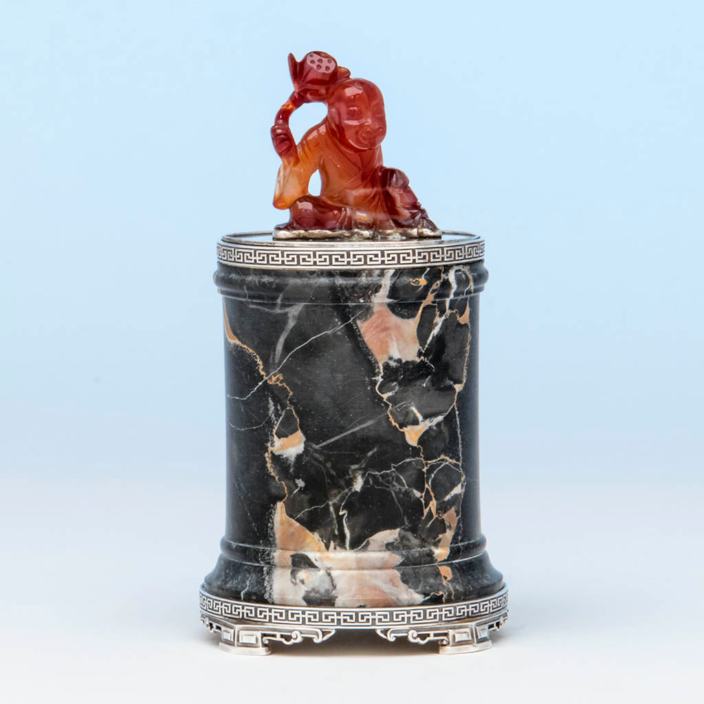 Eleder-Hickok Co Sterling Mounted Japanese Container, Newark, NJ, c. 1920's