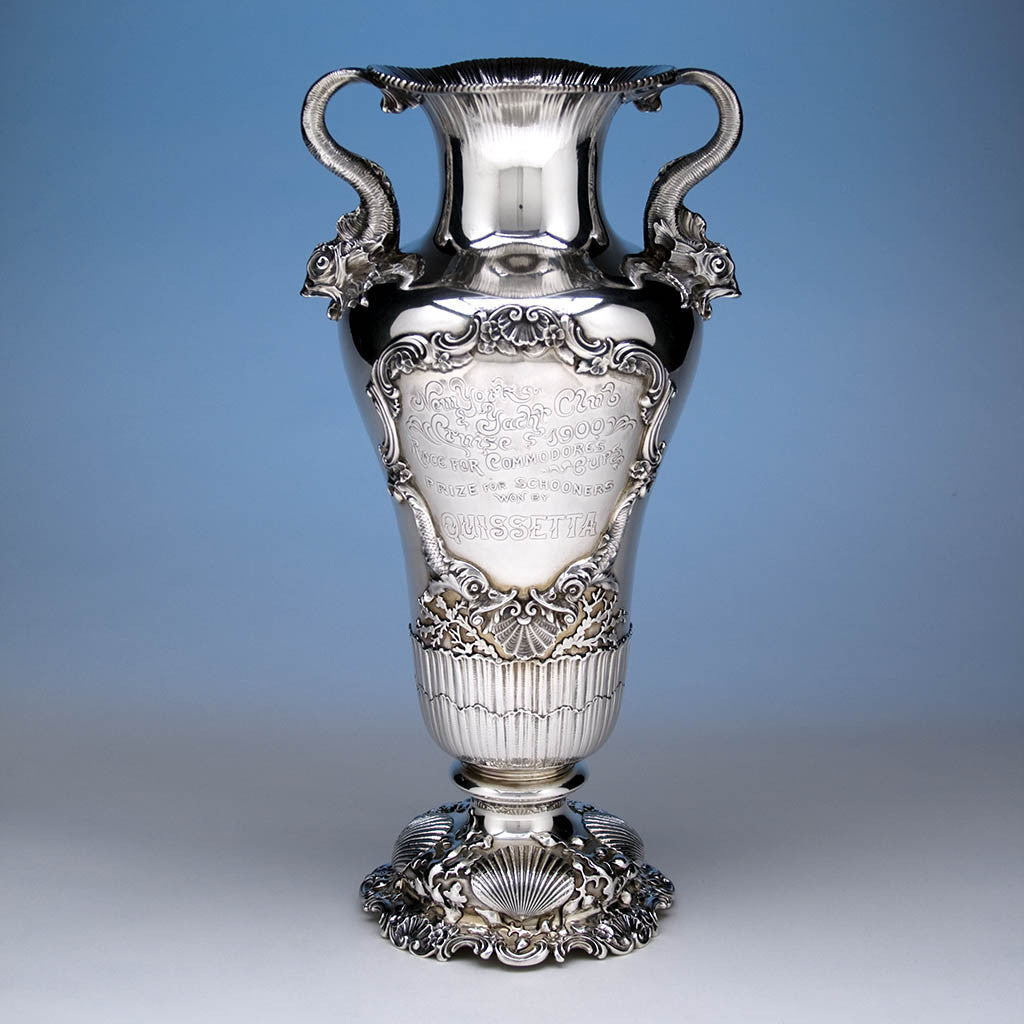 Gorham Special-order Antique Sterling Silver New York Yacht Club Trophy Vase, 1900