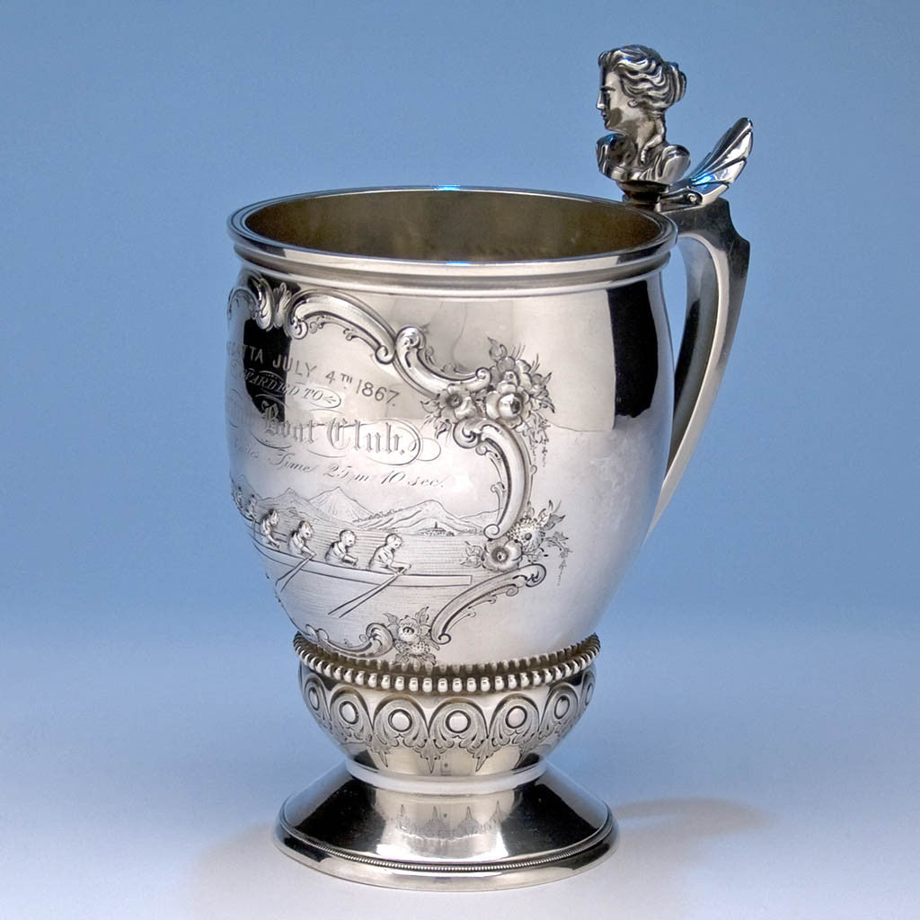 Wood &amp; Hughes Coin Silver Rowing Trophy, 1867  
