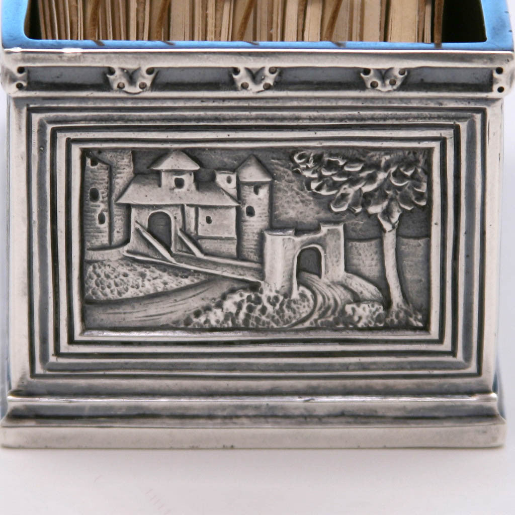 Castle on Tiffany &amp; Co. Cast Sterling Silver Card Holder, New York City, c. 1920&#39;s