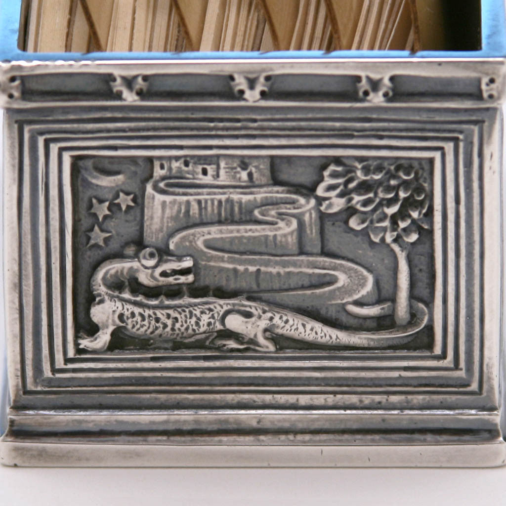 Alligator on Tiffany &amp; Co. Cast Sterling Silver Card Holder, New York City, c. 1920&#39;s