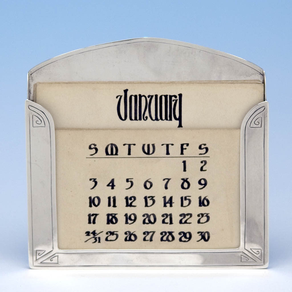 Arthur Stone Sterling Silver Perpetual Calendar, Gardner, MA, 1914-16