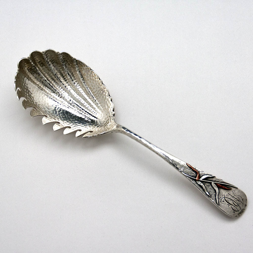 Whiting Antique Sterling Silver and Mixed Metal Macaroni Server, New York City, c. 1880's