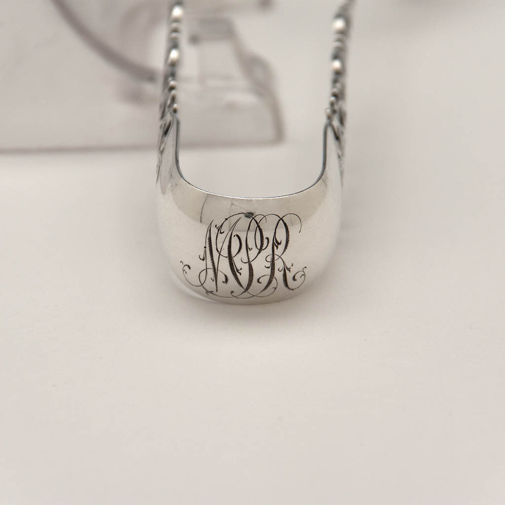 Monogram on Dominick &amp; Haff Antique Sterling Silver Ice Tongs, New York City, c. 1870&#39;s