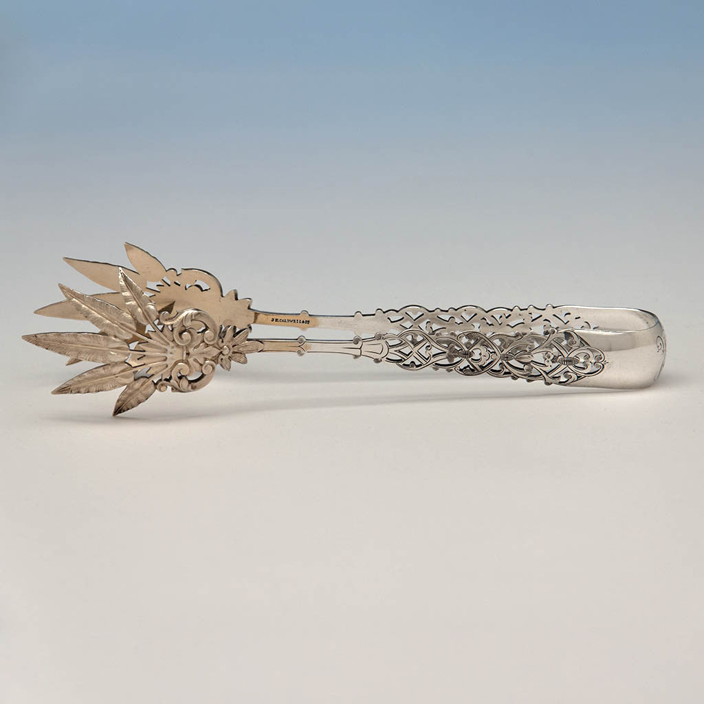 Dominick &amp; Haff Antique Sterling Silver Ice Tongs, New York City, c. 1870&#39;s