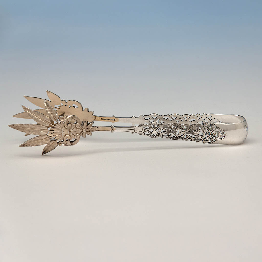 Dominick & Haff Antique Sterling Silver Ice Tongs, New York City, c. 1870's