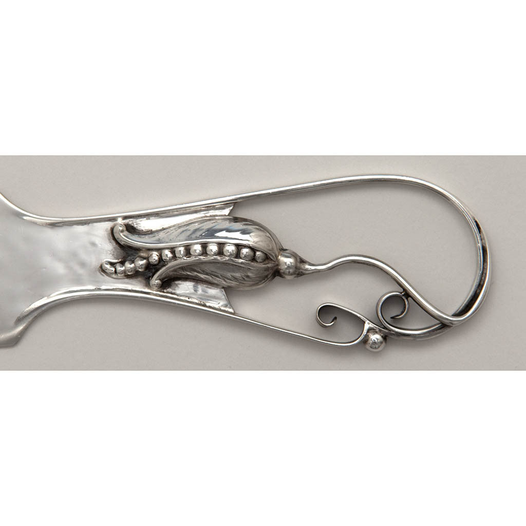 Handle of Carl Poul Petersen &#39;Blossom&#39; Pattern Large Sterling Silver Cake Serving Knife, Montreal, Canada, Mid 20th Century