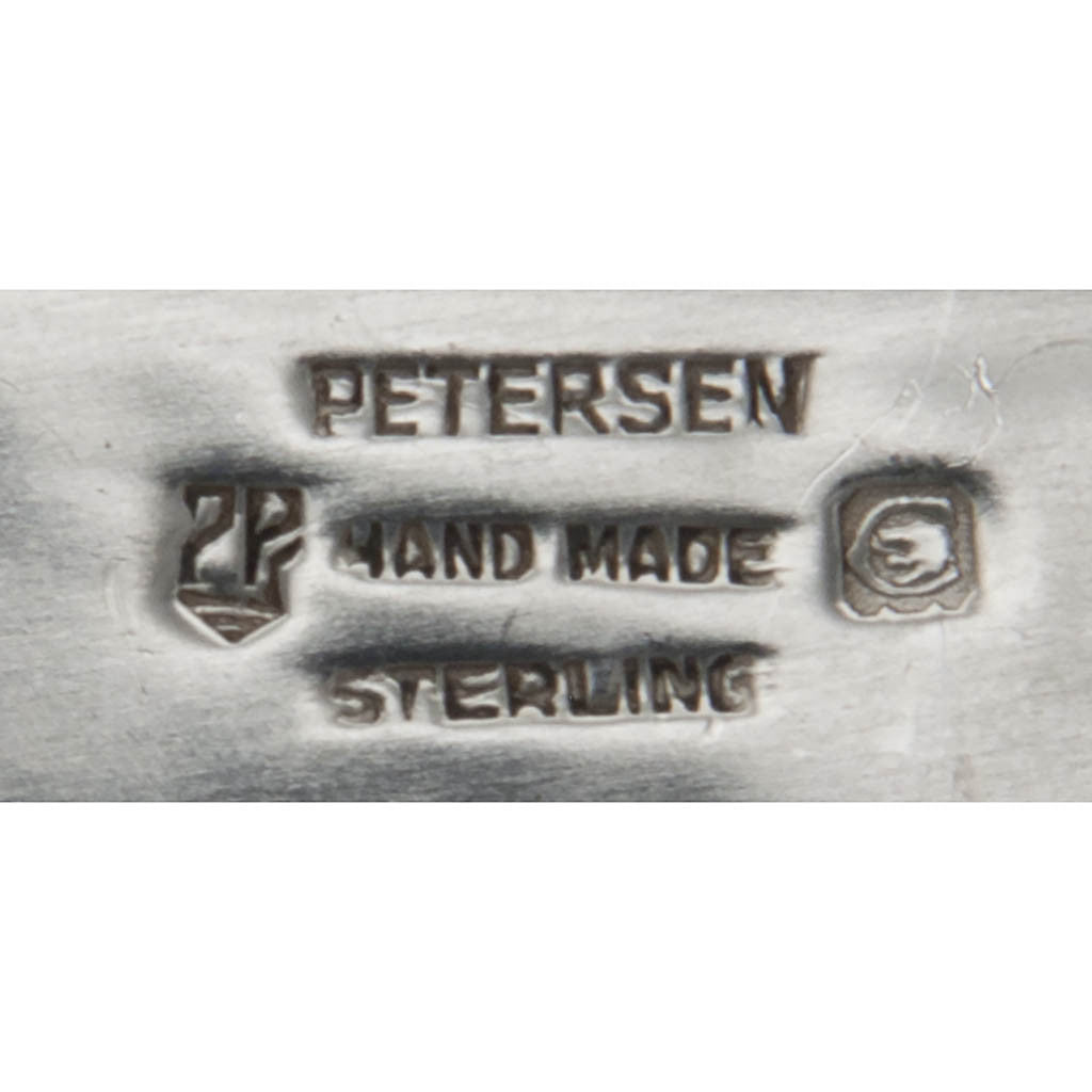Marks on Carl Poul Petersen &#39;Blossom&#39; Pattern Large Sterling Silver Cake Serving Knife, Montreal, Canada, Mid 20th Century