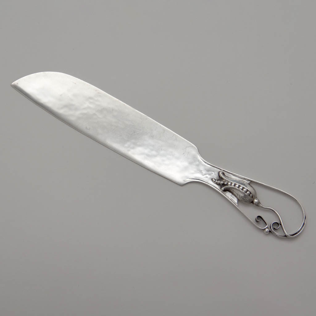 Carl Poul Petersen 'Blossom' Pattern Large Sterling Silver Cake Serving Knife, Montreal, Canada, Mid 20th Century
