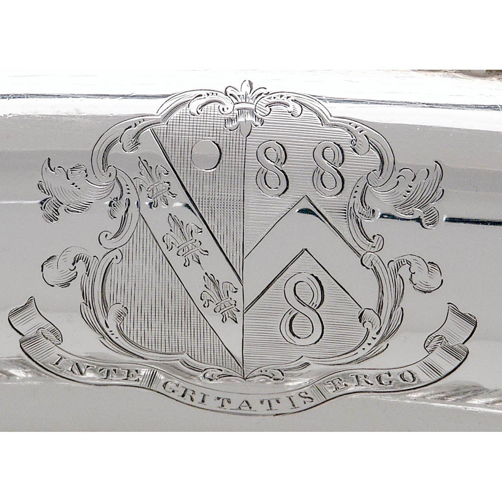 Arms on Rebecca Emes &amp; Edward Barnard Pair of English Sterling Covered Vegetable Dishes, London, c. 1827/28