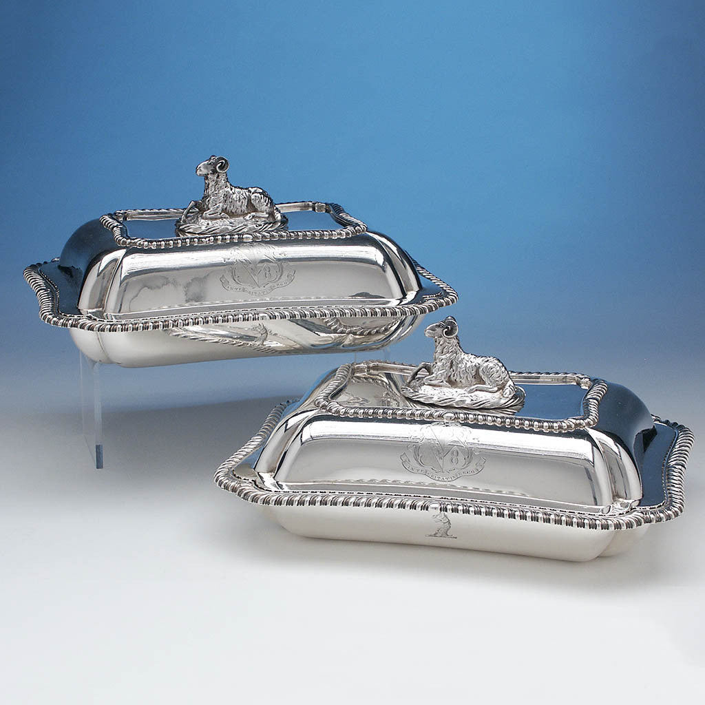 Rebecca Emes &amp; Edward Barnard Pair of English Sterling Covered Vegetable Dishes, London, c. 1827/28