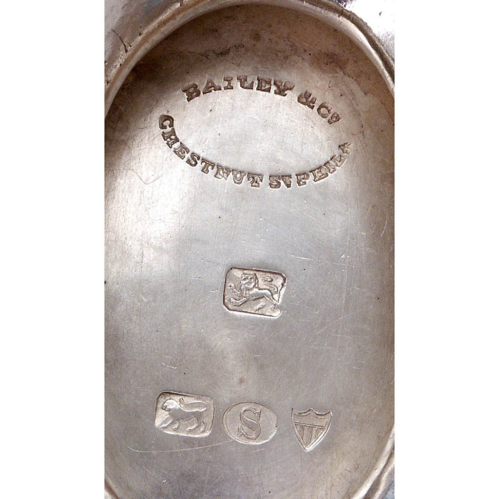 Marks on George Sharp for Bailey &amp; Co: The Samuel M. Felton &#39;Medallion&#39; Sterling Silver Swing-handled Cake Basket, c. 1865